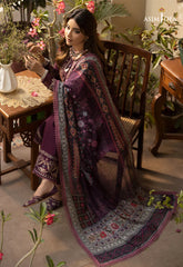 ASIM JOFA-3PC DHANAK EMBROIDRED SHIRT WITH COURTRAI PRINTED SHAWL AND TROUSER-ADR-4252