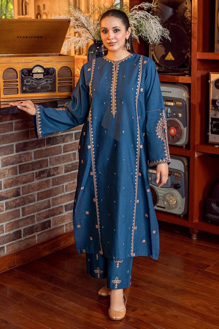 URGE-2PIECE DHANAK EMBROIDERED SHIRT WITH DHANAK EMB SLEEVES-ADR-15030