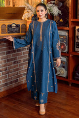 URGE-2PIECE DHANAK EMBROIDERED SHIRT WITH DHANAK EMB SLEEVES-ADR-15030