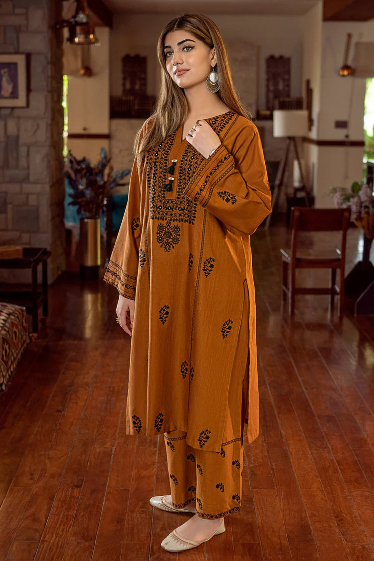 URGE-2PC DHANAK EMBROIDERED SHIRT AND EMBROIDRED TROUSER-ADR-135