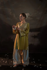 URGE-2PIECE DHANAK EMBROIDERED SHIRT WITH DHANAK EMB TROUSER-ADR-15038