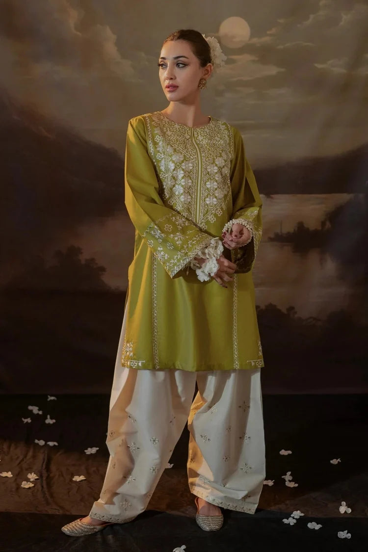 URGE-2PIECE DHANAK EMBROIDERED SHIRT WITH DHANAK EMB TROUSER-ADR-15038