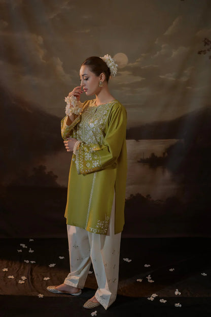 URGE-2PC SEQUIN LAWN EMBROIDERED SHIRT WITH SEQUIN LAWN EMBROIDERED TROUSER-ADR-3481