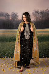 URGE-3PC DHANAK EMBROIDERED SHIRT WITH COUTRAI PRINTED SHAWL & DHANAK EMB TOUSER-ADR-4154