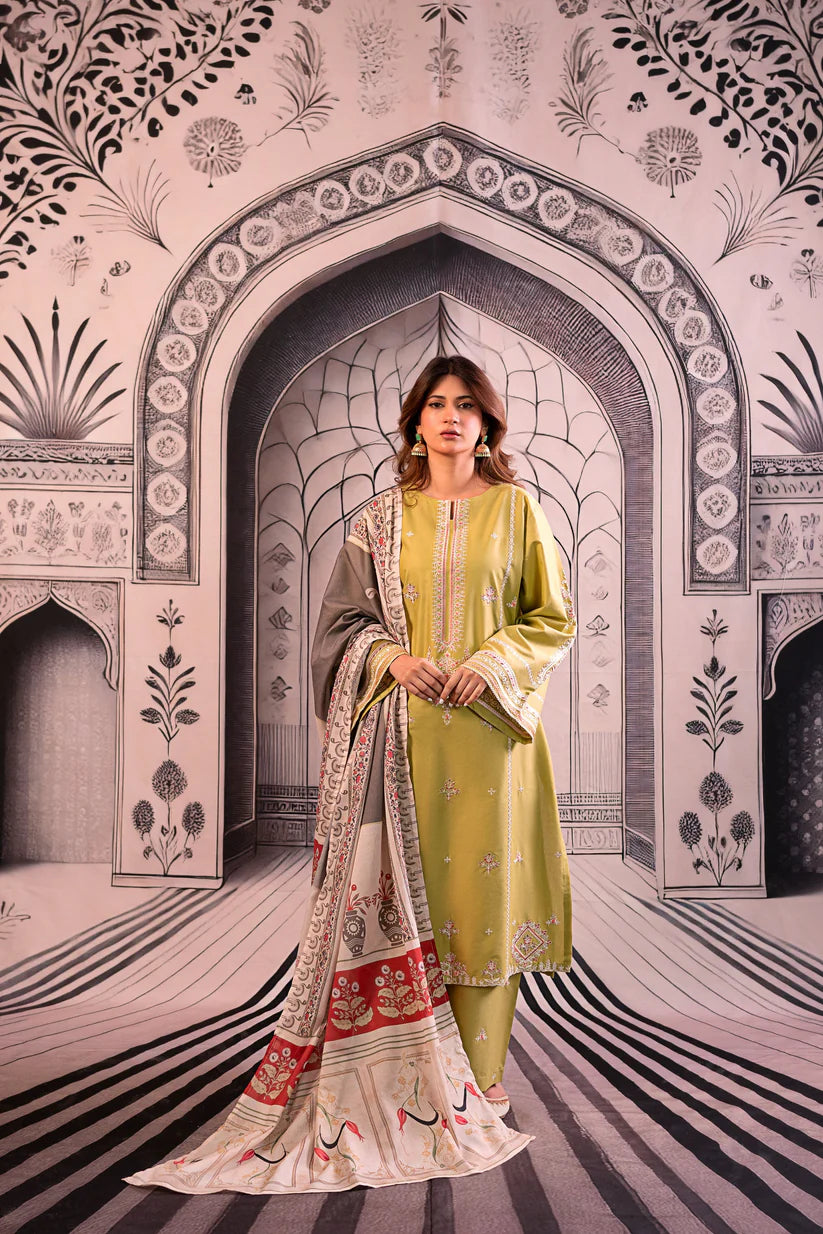 URGE - 3PC LAWN EMBROIDERED SHIRT WITH MONARK PRINTED DUPATTA AND EMB TROUSER - ADR-3788