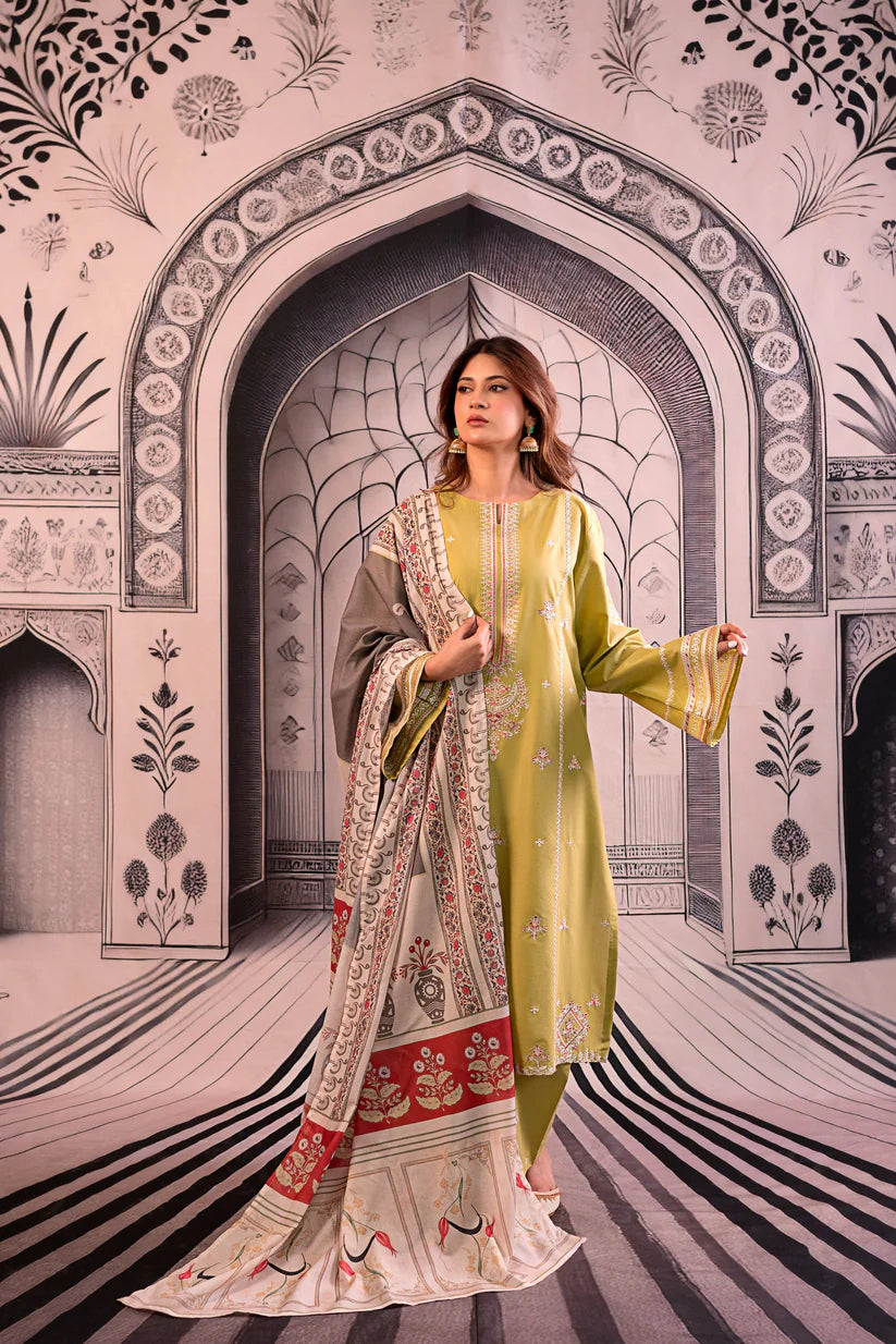 URGE - 3PC LAWN EMBROIDERED SHIRT WITH MONARK PRINTED DUPATTA AND EMB TROUSER - ADR-3788