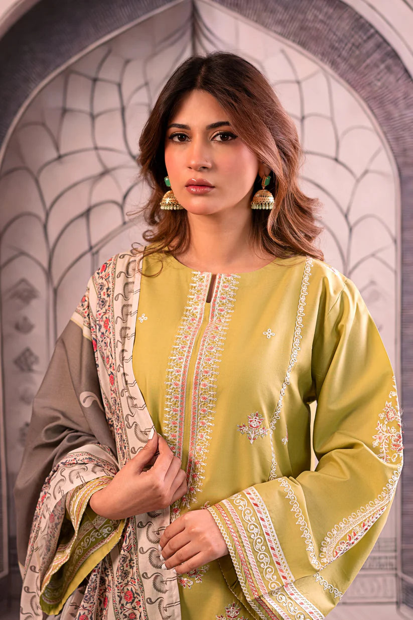 URGE - 3PC LAWN EMBROIDERED SHIRT WITH MONARK PRINTED DUPATTA AND EMB TROUSER - ADR-3788