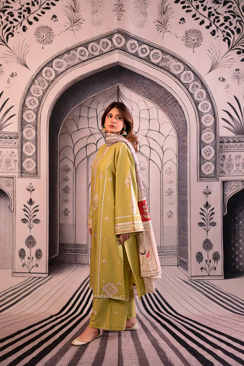 URGE - 3PC LAWN EMBROIDERED SHIRT WITH MONARK PRINTED DUPATTA AND EMB TROUSER - ADR-3788
