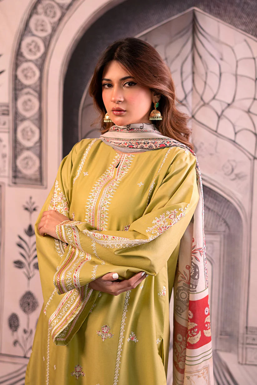 URGE - 3PC LAWN EMBROIDERED SHIRT WITH MONARK PRINTED DUPATTA AND EMB TROUSER - ADR-3788