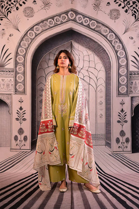 URGE - 3PC LAWN EMBROIDERED SHIRT WITH MONARK PRINTED DUPATTA AND EMB TROUSER - ADR-3788