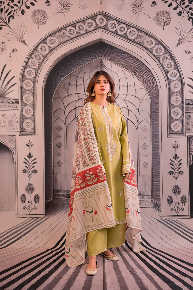URGE - 3PC LAWN EMBROIDERED SHIRT WITH MONARK PRINTED DUPATTA AND EMB TROUSER - ADR-3788