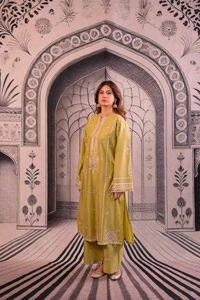 URGE - 3PC LAWN EMBROIDERED SHIRT WITH MONARK PRINTED DUPATTA AND EMB TROUSER - ADR-3788