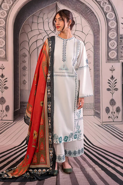 URGE - 3PC LAWN EMBROIDERED SHIRT WITH MONARK PRINTED DUPATTA AND EMB TROUSER -ADR-3758