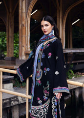 MUSHQ-3PC DHANAK EMBROIDERED SHIRT WITH COURTRAI WOOL PRINT SHAWL AND TROUSER-ADR-4415