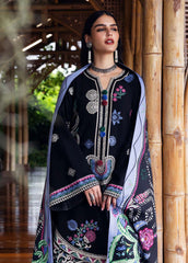 MUSHQ-3PC DHANAK EMBROIDERED SHIRT WITH COURTRAI WOOL PRINT SHAWL AND TROUSER-ADR-4415
