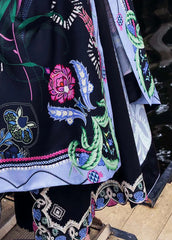 MUSHQ-3PC DHANAK EMBROIDERED SHIRT WITH COURTRAI WOOL PRINT SHAWL AND TROUSER-ADR-4415