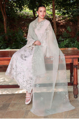 CROSS STITCH-3PC LAWN LASERWORK EMBROIDERED SHIRT WITH ORGANZA EMB DUPATTA AND TROUSER-ADR-4904