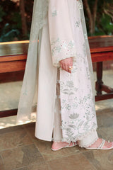 CROSS STITCH-3PC LAWN LASERWORK EMBROIDERED SHIRT WITH ORGANZA EMB DUPATTA AND TROUSER-ADR-4904