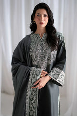 CROSS STITCH-3PC DHANAK EMBROIDERED SHIRT WITH DHANAK EMBROIDERED SHAWL AND TROUSER-ADR-5286