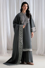 CROSS STITCH-3PC DHANAK EMBROIDERED SHIRT WITH DHANAK EMBROIDERED SHAWL AND TROUSER-ADR-5286