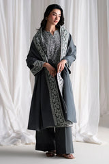 CROSS STITCH-3PC DHANAK EMBROIDERED SHIRT WITH DHANAK EMBROIDERED SHAWL AND TROUSER-ADR-5286