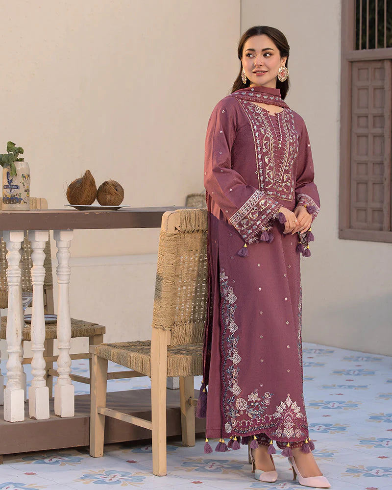 JADE-3PC LAWN SEQUENCE EMBROIDERED SHIRT WITH CHIFFON EMBROIDERED DUPATTA AND TROUSER-ADR-3744