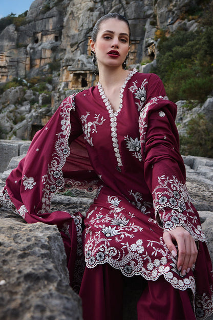 IMAGE-3PC LAWN EMBROIDERED SHIRT WITH MONARK EMBROIDERED DUAPATTA AND TROUSER-ADR-3715