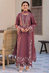 JADE-3PC LAWN SEQUENCE EMBROIDERED SHIRT WITH CHIFFON EMBROIDERED DUPATTA AND TROUSER-ADR-4619