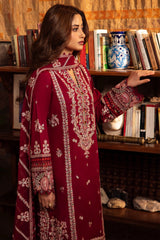 ZAHA- 3PC DHANAK EMBROIDERED SHIRT WITH BAMBER CHIFFON EMBROIDRED DUPATTA-ADR-4067