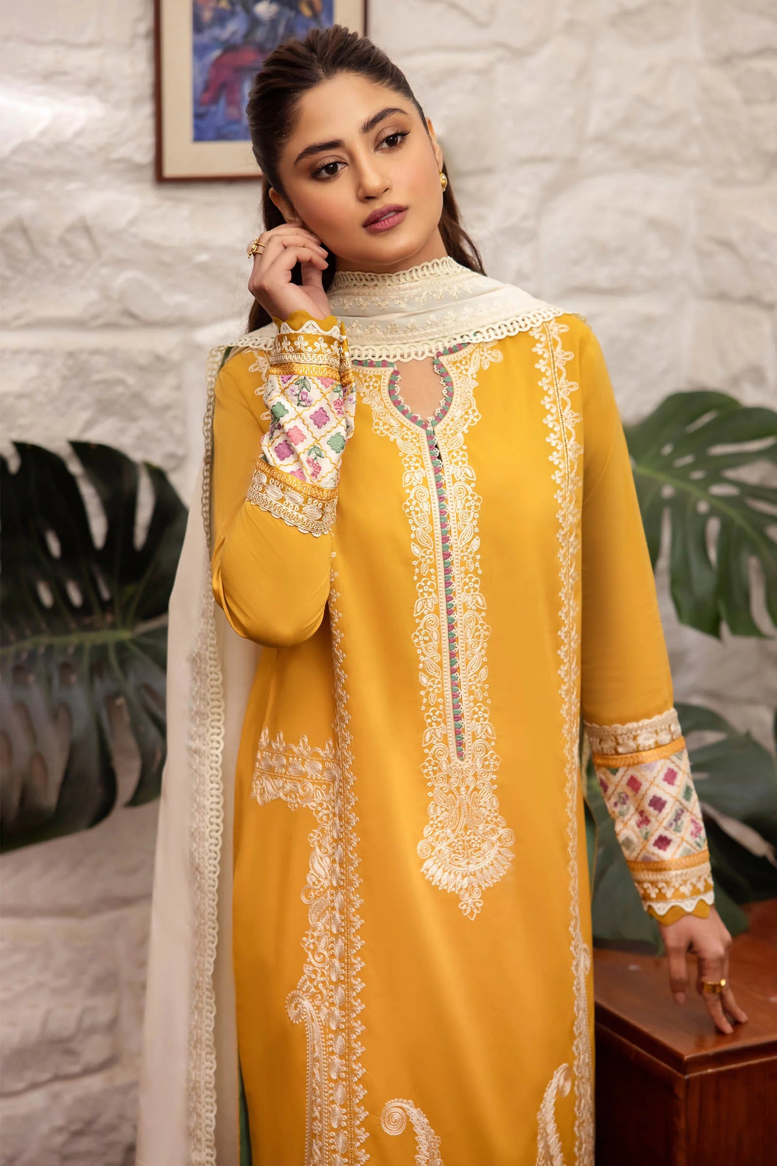 ZAHA - 3PC LAWN EMBROIDERED SHIRT WITH DIAMOND PRINTED DUPATTA AND TROUSER-BIC-2778