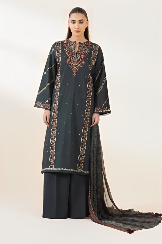 SAPPHIRE-3PC LAWN EMBROIDERED SHIRT WITH MONARK PRINT DUAPATTA AND TROUSER-ADR-3651