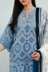 ZARA SHAH JAHAN-3PC LAWN EMBROIDERED SHIRT WITH CHIFFON PRINTED DUPATTA AND TROUSER-ADR-4637