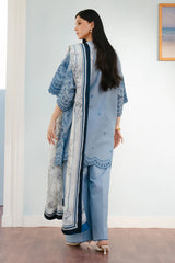 ZARA SHAH JAHAN-3PC LAWN EMBROIDERED SHIRT WITH CHIFFON PRINTED DUPATTA AND TROUSER-ADR-4637
