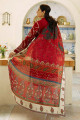 ZAHRA SHAHJAHAN- 3PC DHANAK EMBROIDERED SHIRT WITH COUTURE PRINT SHAWL AND EMBROIDERED TROUSER-ADR-3180