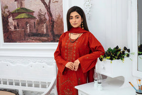 BRANDINN-3PC VISCOUS EMBROIDRED SHIRT WITH CHIKEN KARI VISCOUS EMBROIDRED SHAWL AND TROUSER-ADR-GM-HS-8