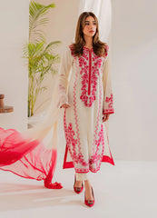VINTAGE-3PC LAWN EMBROIDERED SHIRT WITH CHIFFON TYE&DYE DUPATTA AND TROUSER-ADR-4655