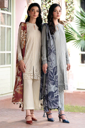 JAZMIN-3PC DHANAK EMBROIDRED SHIRT WITH WOOL PRINT SHAWL AND TROUSER-ADR-3320-A