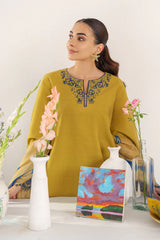 HANA- 3PC KHADAR EMBROIDERED SHIRT WITH COURTRAI PRINT SHAWL AND TROUSER-ADR-4149
