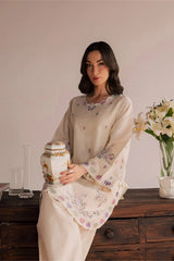 BATIK-2PIECE DHANAK EMBROIDERED SHIRT WITH DHANAK EMB SLEEVES-ADR-15024