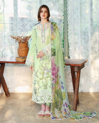 MUSHQ-3PC LAWN EMBROIDERED SHIRT WITH SILK PRINTED DUPATTA AND TROUSER-ADR-4908