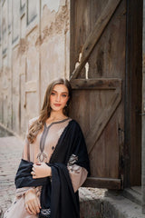 VINTAGE-3PC DHANAK EMBROIDERED SHIRT WITH DHANAK EMBROIDERED SHAWL AND TROUSER-ADR-4421