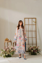 VINTAGE-3PC DHANAK EMBROIDERED SHIRT WITH TYE & DYE CHIFFON DUPATTA AND TROUSER-ADR-4314