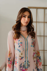 VINTAGE-3PC DHANAK EMBROIDERED SHIRT WITH TYE & DYE CHIFFON DUPATTA AND TROUSER-ADR-4314