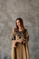 VINTAGE-3PC DHANAK EMBROIDERED SHIRT WITH CHIFFON TYE&DYE DUPATTA AND TROUSER-ADR-5287