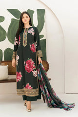 LULUSAR-3PC-SHAMOZE SILK PRINTED EMB SHIRT WITH SILK PRINTED DUPATTA AND SILK TROUSER-ADR-9013