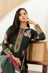 LULUSAR-3PC-SHAMOZE SILK PRINTED EMB SHIRT WITH SILK PRINTED DUPATTA AND SILK TROUSER-ADR-9013