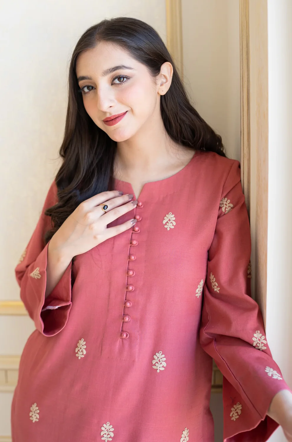 AISLING - 3PC DHANAK EMBROIDERED SHIRT WITH DHANAK SHAWL AND TROUSER-ADR-3171