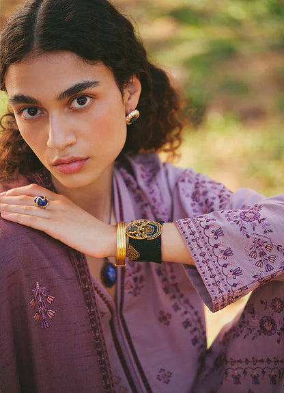 IMAGE-3PC DHANAK EMBROIDERED SHIRT WITH DHANAK EMBROIDERED SHAWL AND TROUSER-ADR-4038