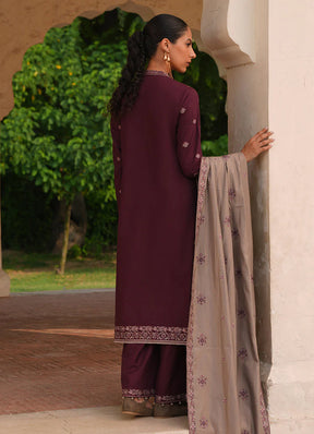 IMAGE-3PC DHANAK EMBROIDERED SHIRT DHANAK EMBROIDERED SHAWL AND TROUSER-ADR-3333