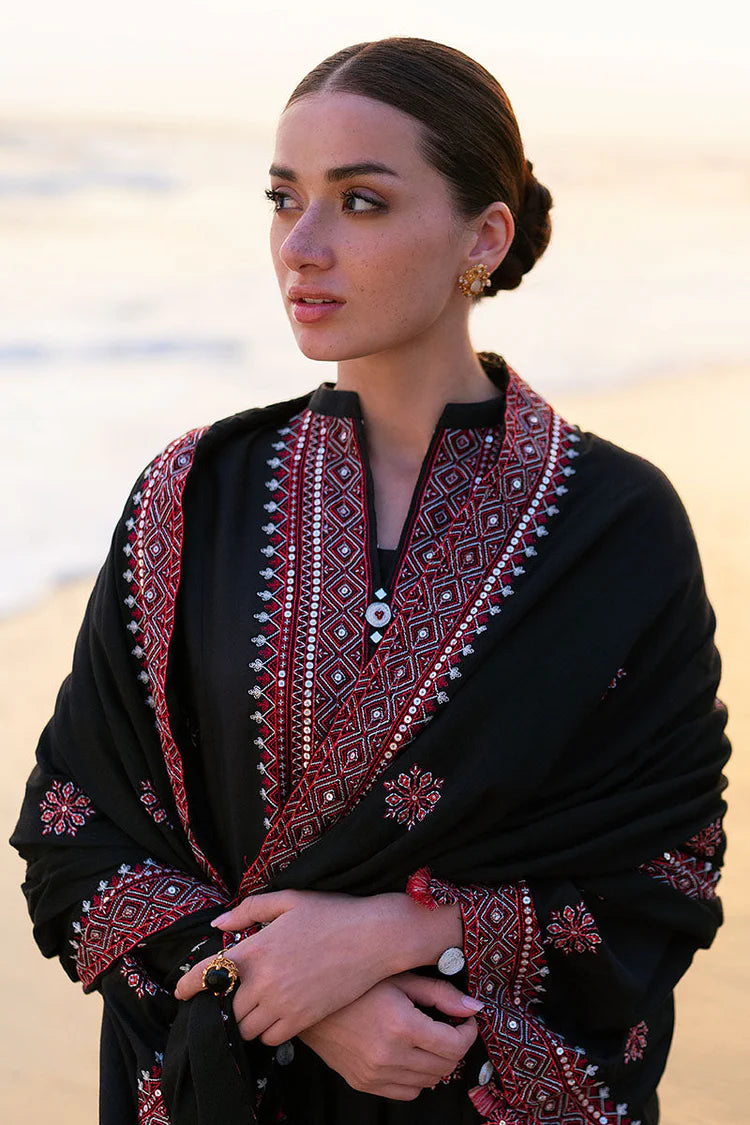CROSS STITCH-3PC DHANAK EMBROIDERED SHIRT WITH DHANAK EMBROIDERED SHAWL AND TROUSER-ADR-4336